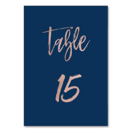 Tarjeta De Mesa Boda de Moda de oro de la Marina y el Rosa de oro