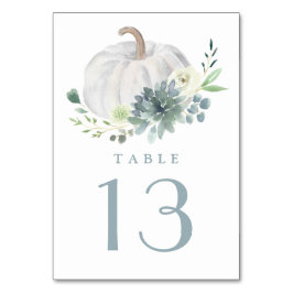 Tarjeta De Mesa Boda de Moda de otoño elegante de calabaza blanca