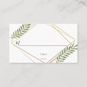 Tarjeta De Mesa Boda de Moda geométrica Eucalyptus Gold Frame
