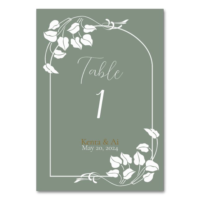 Tarjeta De Mesa Boda de Moda natural (Anverso)