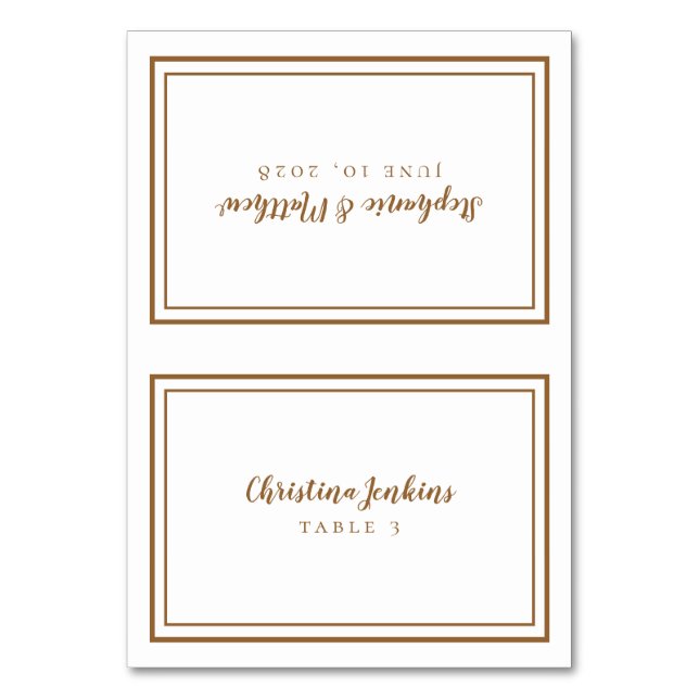 Tarjeta De Mesa Boda de moda Personalizado Rustic Brown Guest Plac (Anverso)