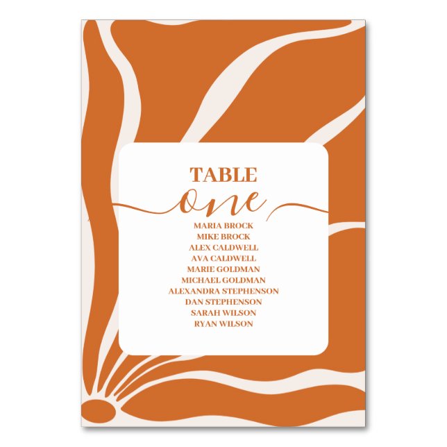 Tarjeta De Mesa Boda de Moda retro floral Boho (Anverso)