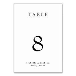 Tarjeta De Mesa Boda de Moda simple y blanca y elegante