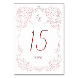 Tarjeta De Mesa Boda de Monograma con sabor a vinagre rosado