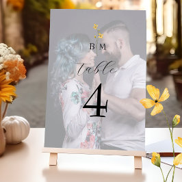 Tarjeta De Mesa Boda de Monograma de Foto