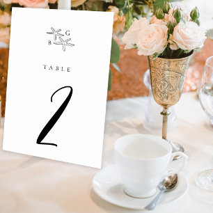 Tarjeta De Mesa Boda de monograma de la playa de Starfish minimali