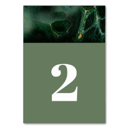 Tarjeta De Mesa Boda de monograma de mármol verde moderno