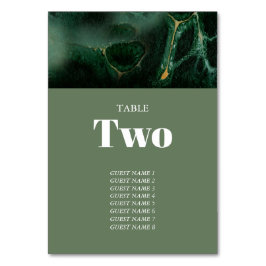 Tarjeta De Mesa Boda de monograma de mármol verde moderno
