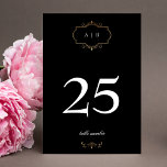 Tarjeta De Mesa boda de monograma de oro clásico blanco y negro pr<br><div class="desc">Este diseño es parte de una colección - por favor contáctenos si necesita algún papel adicional *no Relieve metalizado real</div>