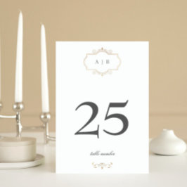 Tarjeta De Mesa boda de monograma de oro clásico romántico