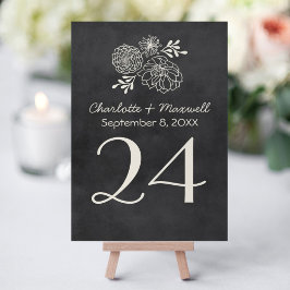 Tarjeta De Mesa Boda de monograma floral de pizarra vintage