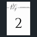 Tarjeta De Mesa Boda de monograma Minimalista blanco y negro<br><div class="desc">Este diseño presenta un elegante monograma minimalista en blanco y negro. La fecha del boda se sienta en la parte superior de la línea que agrupa las iniciales de la novia y del novio. Diseño boda de tipografía de escritura en blanco y negro. La combinación de los colores blanco y...</div>