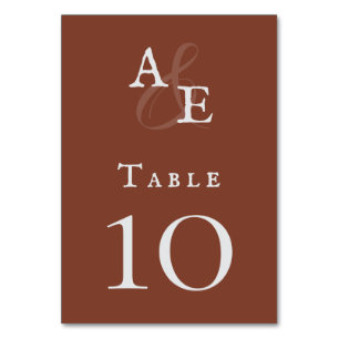 Tarjeta De Mesa Boda de Monograma Minimalista del Naranja del atar