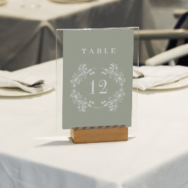 Tarjeta De Mesa Boda de Monograma Verde Vintage formal