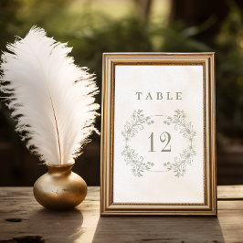 Tarjeta De Mesa Boda de Monograma Verde Vintage formal