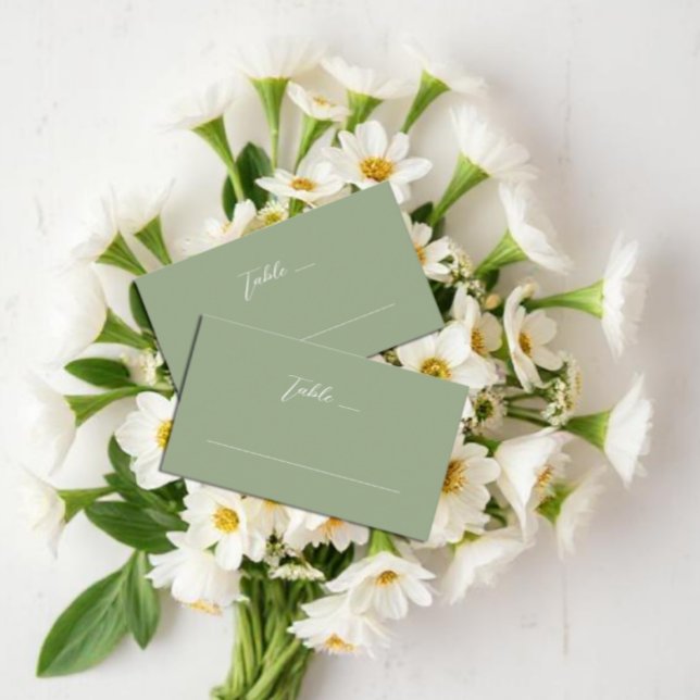 Tarjeta De Mesa Boda de Monograma Verde y Blanco Sabio (Subido por el creador)