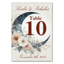 Tarjeta De Mesa Boda de Moonflower blanco y canela