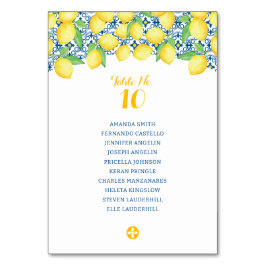 Tarjeta De Mesa Boda de mosaico mediterráneo de color Lemons