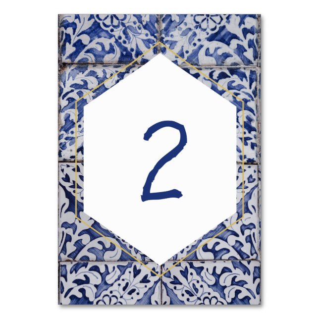Tarjeta De Mesa Boda de mosaicos rusos portugueses (Anverso)