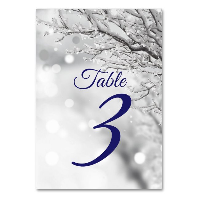 Tarjeta De Mesa Boda de nieve y hielo esparcido en invierno (Anverso)