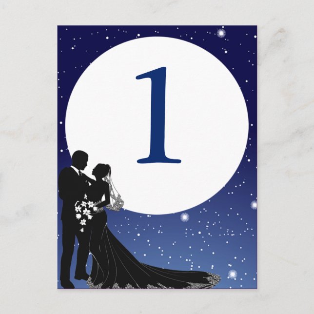 Tarjeta de mesa Boda de noche encantada (Anverso)