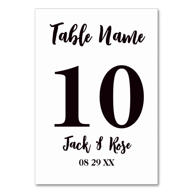 Tarjeta De Mesa Boda de nombre de tabla Personalizado moderno (Anverso)