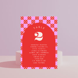 Tarjeta De Mesa Boda De Nombres De Asientos Modernos De Siglo Rojo