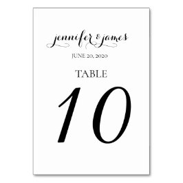 Tarjeta De Mesa Boda de nombres elegantes de script mínimo