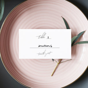 Tarjeta De Mesa Boda de nombres personalizados de estilo blanco ne