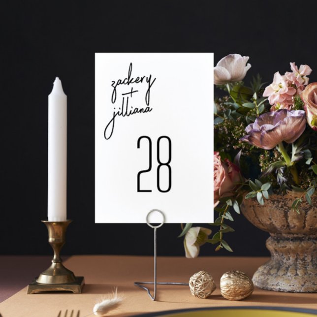 Tarjeta De Mesa Boda de nombres personalizados de estilo moderno (Subido por el creador)