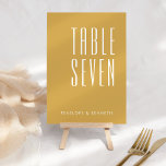 Tarjeta De Mesa Boda de nombres personalizados retro simple amaril<br><div class="desc">Nombres personalizados retro simples Boda número de tabla amarillo ocre</div>