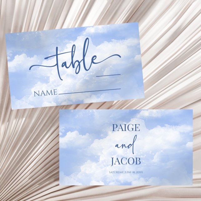 Tarjeta De Mesa Boda de nubes de espuma blanca azul (Subido por el creador)