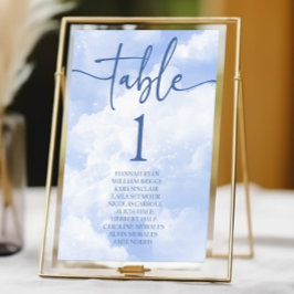 Tarjeta De Mesa Boda de nubes de espuma blanca azul