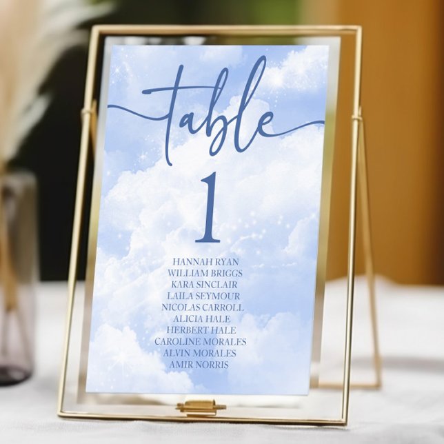 Tarjeta De Mesa Boda de nubes de espuma blanca azul (Subido por el creador)