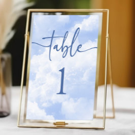 Tarjeta De Mesa Boda de nubes de espuma blanca azul