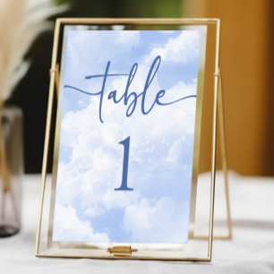Tarjeta De Mesa Boda de nubes de espuma blanca azul