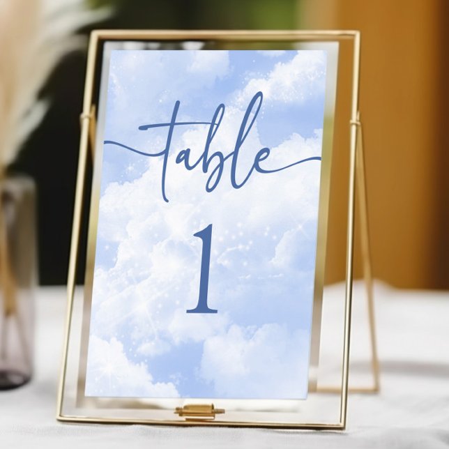 Tarjeta De Mesa Boda de nubes de espuma blanca azul (Subido por el creador)