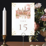 Tarjeta De Mesa Boda de Nueva York<br><div class="desc">New York Destination Wedding Dusty Pink Watercolor de diseño. En la colección de Bodas de Nueva York se pueden encontrar productos coincidentes.</div>