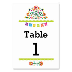 Tarjeta De Mesa Boda de número de cal de patrón mexicano de Fiesta