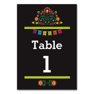 Tarjeta De Mesa Boda de número de tabla de patrón mexicano de Fies