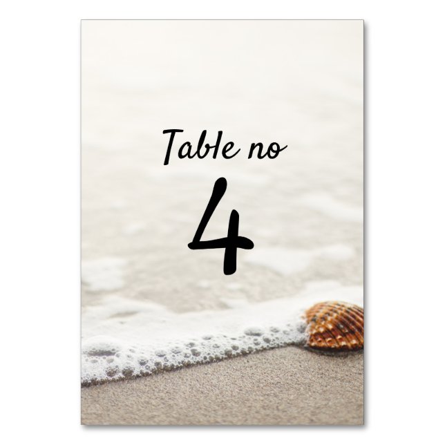 Tarjeta De Mesa Boda de olas de playa (Anverso)