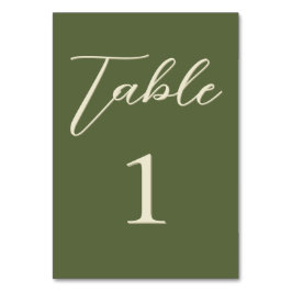Tarjeta De Mesa Boda de oliva y beige