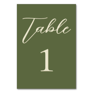 Tarjeta De Mesa Boda de oliva y beige