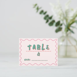 Tarjeta De Mesa Boda de onda rosa y verde