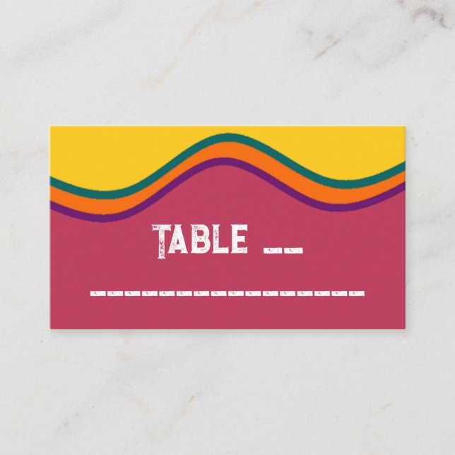 Tarjeta De Mesa Boda de ondas del sudoeste retro (Anverso)