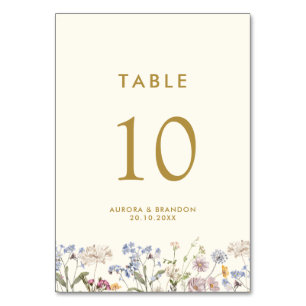 Tarjeta De Mesa Boda de oro de la flor silvestre de primavera colo