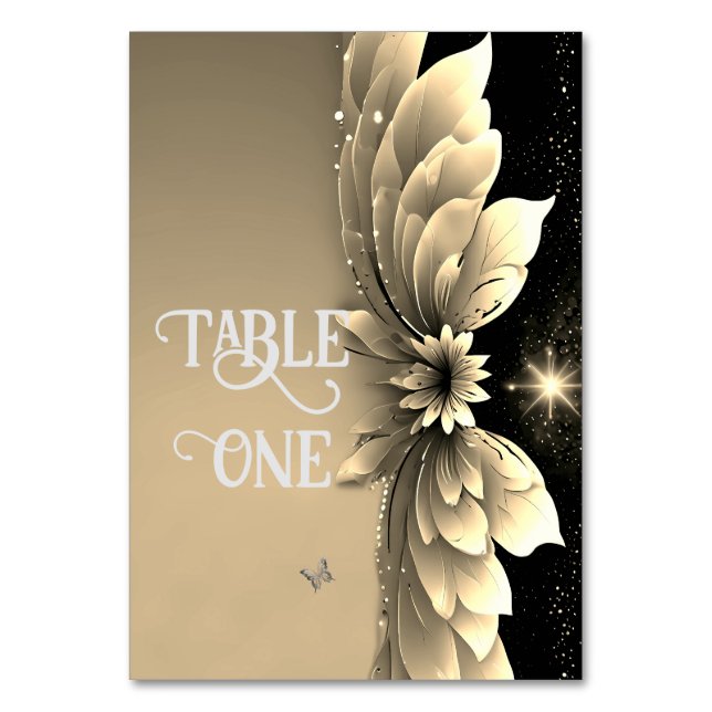 Tarjeta De Mesa Boda de oro elegante (Anverso)
