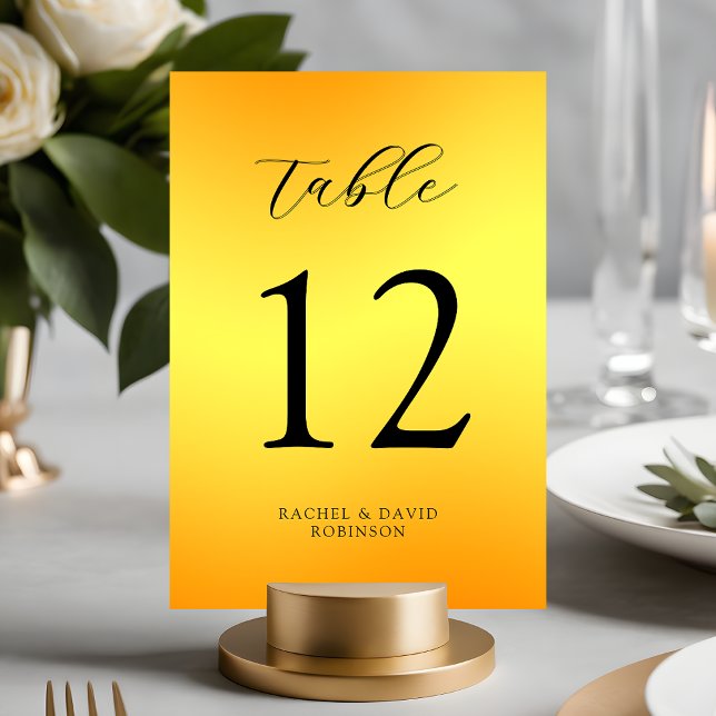 Tarjeta De Mesa Boda de oro elegante de escritura negra moderna (Subido por el creador)