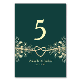 Tarjeta De Mesa Boda de Oro Esmeralda Verde