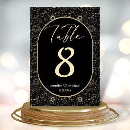Tarjeta De Mesa boda de oro negro místico moderno y elegante